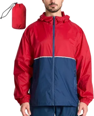 SWISSWELL Men's Rain Jacket Windbreaker Packable,Lightweight Golf Rain Coat Inner Pocket for Camping Hiking Cycling