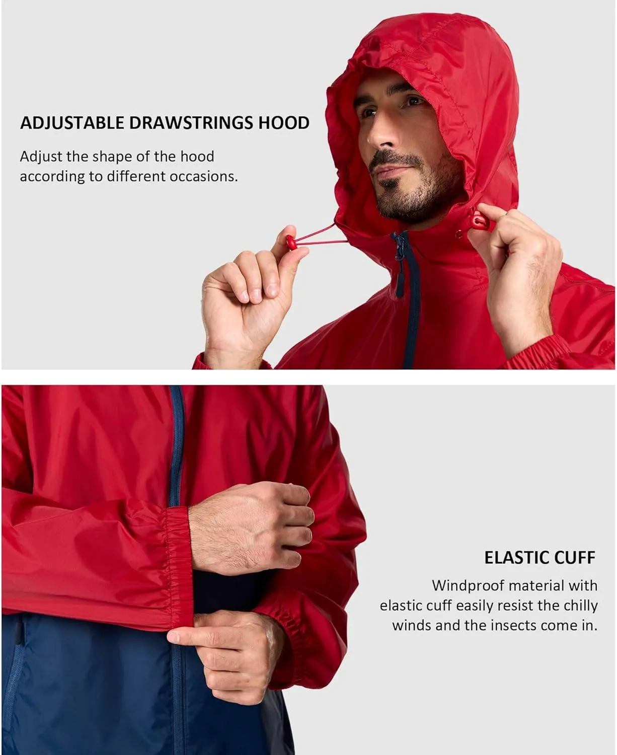 SWISSWELL Men's Rain Jacket Windbreaker Packable,Lightweight Golf Rain Coat Inner Pocket for Camping Hiking Cycling