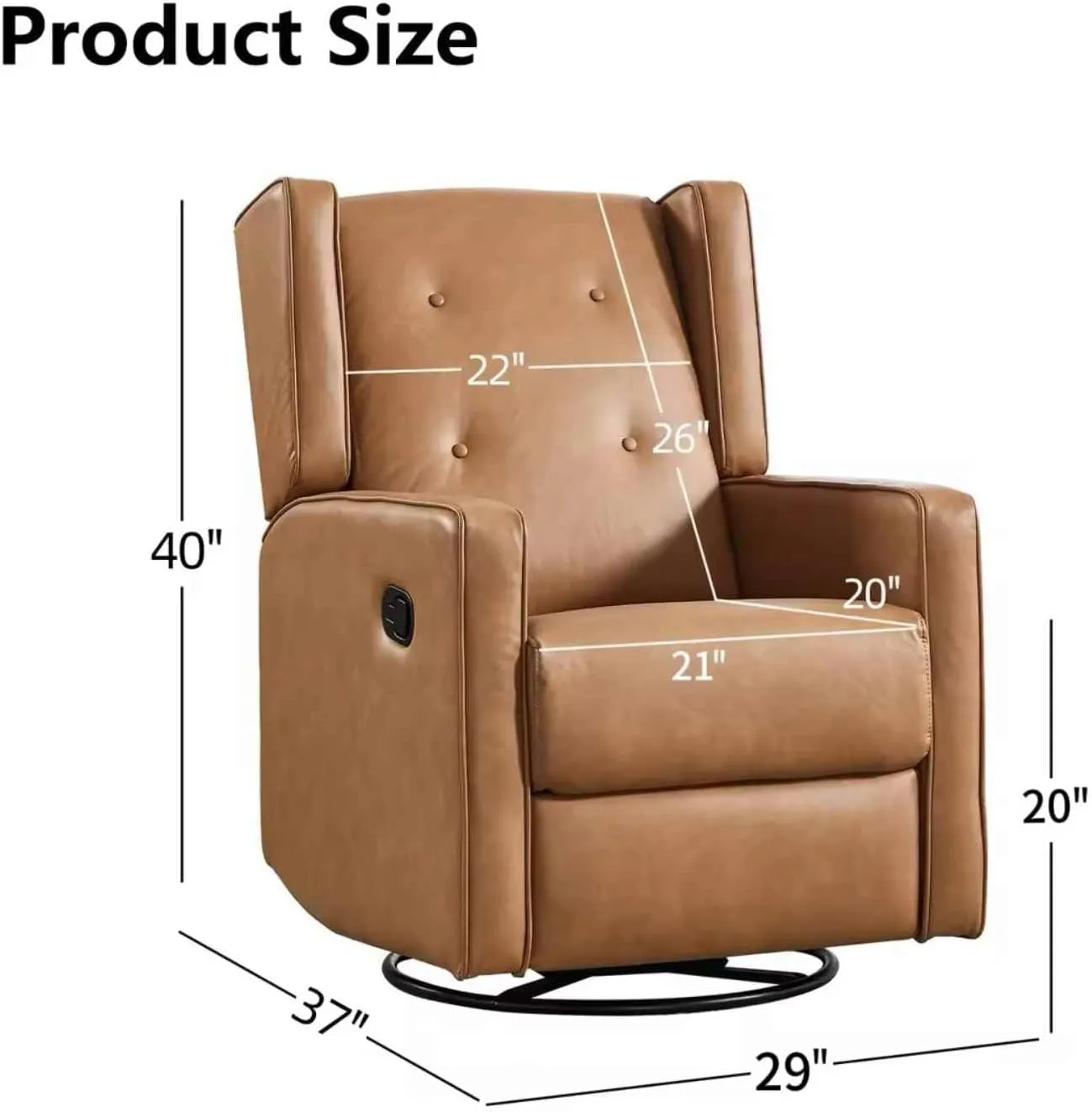 Swivel Rocker Recliner Chair, Nursery Glider Chair, Nursery Rocking Chairs, Manual Reclining Chair, Brown