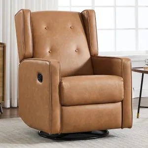 Swivel Rocker Recliner Chair, Nursery Glider Chair, Nursery Rocking Chairs, Manual Reclining Chair, Brown