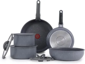 T-fal Ingenio Essentials Cookware Set with Detachable/Removable Handle 11 Piece, Granite Titanium Non Stick, Induction, Oven Broiler Safe 500F, Stackable, Pots and Pans Set, RV Camping, Fry Pans Gray