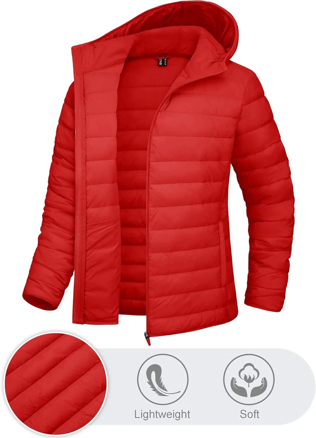 TACVASEN Women's Lightweight Puffer Jacket with Hood Pockets Quilted Padded Full-zip Winter Coat