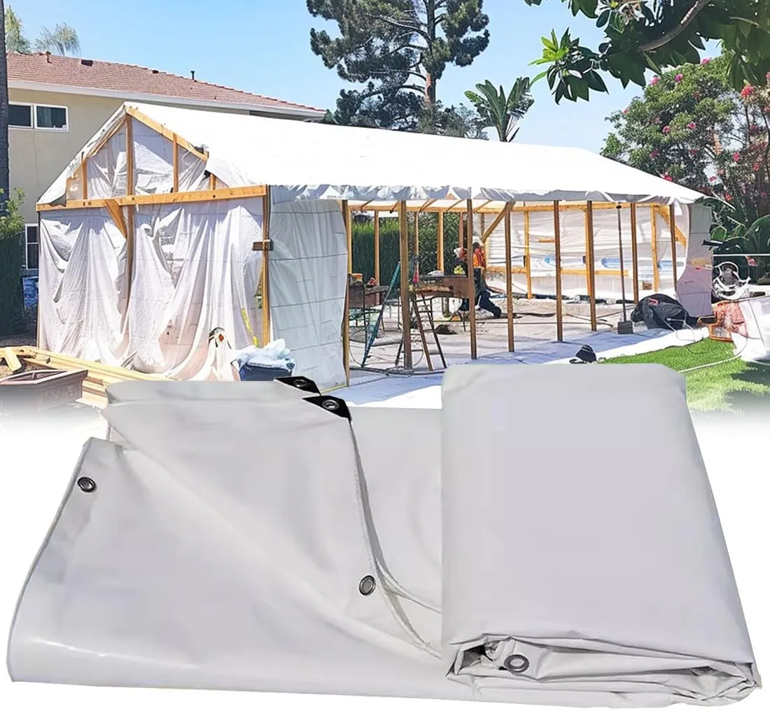 Tarpaulin Cover, Waterproof, Weatherproof, Frost-Resistant, Universal, Multipurpose, Groundsheet, Camping, Boating, Hiking (White),1x1m