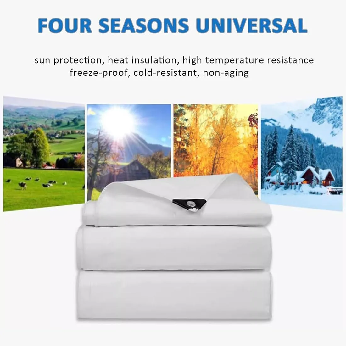 Tarpaulin Cover, Waterproof, Weatherproof, Frost-Resistant, Universal, Multipurpose, Groundsheet, Camping, Boating, Hiking (White),1x1m