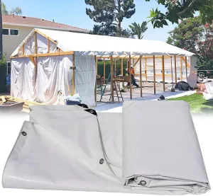 Tarpaulin Cover, Waterproof, Weatherproof, Frost-Resistant, Universal, Multipurpose, Groundsheet, Camping, Boating, Hiking (White),1x1m