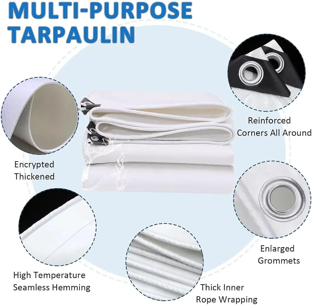 Tarpaulin Cover, Waterproof, Weatherproof, Frost-Resistant, Universal, Multipurpose, Groundsheet, Camping, Boating, Hiking (White),1x1m