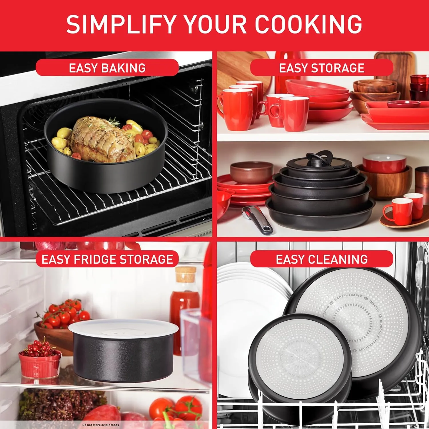 Tefal Ingenio Unlimited, 26cm Wok, Stackable, Space Saving, Non-Stick, Induction, Black, L7637732