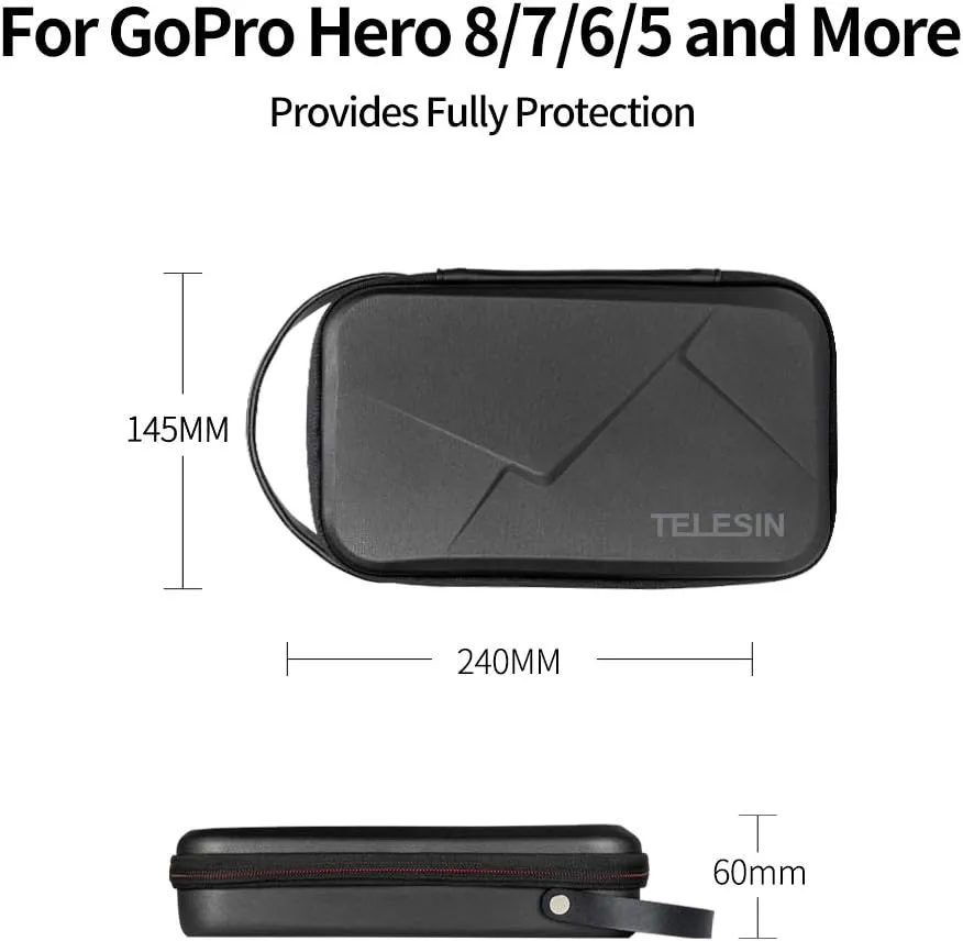 TELESIN Carry Case Carrying Travel Bag for GoPro Max Hero 13 12 11 10 9 8 7 6 5 Insta360 X3 X4 X5 Go3 Ace Pro DJI Action 3 4 Osmo Pocket 3 Accessories