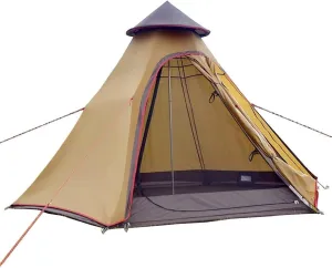 Tent Waterproof Double Layers Teepee Tent Outdoor Camping 3.1M/10ft Family Tent Pyramids Indian Tent with Fixed Groundsheet
