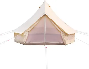 Tents for Camping 4 Season Cotton Bell Glamping Tent Outdoor Family Camping Tent with Zipped Groundsheet Mesh Door for Camping Hunting
