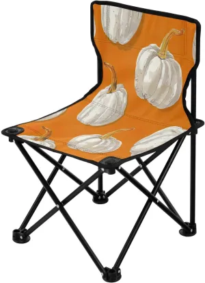 Thanksgiving Cartoon Pumpkin Portable Outdoor Folding Chair Anti-Slip Padded Oxford Cloth Stool Camping Chair Small for Beach Hiking Fishing Gardening Quad Camp Chair