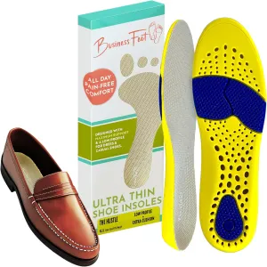 The Hustle! Thin Insoles Gel & Breathable Foam Inserts Designed by Business Feet® for Minimal Crowding in Dress Shoes & Casual Shoes Foot Pain Relief - XL/Large (Mens 9-13.5, Womens 9.5-14)