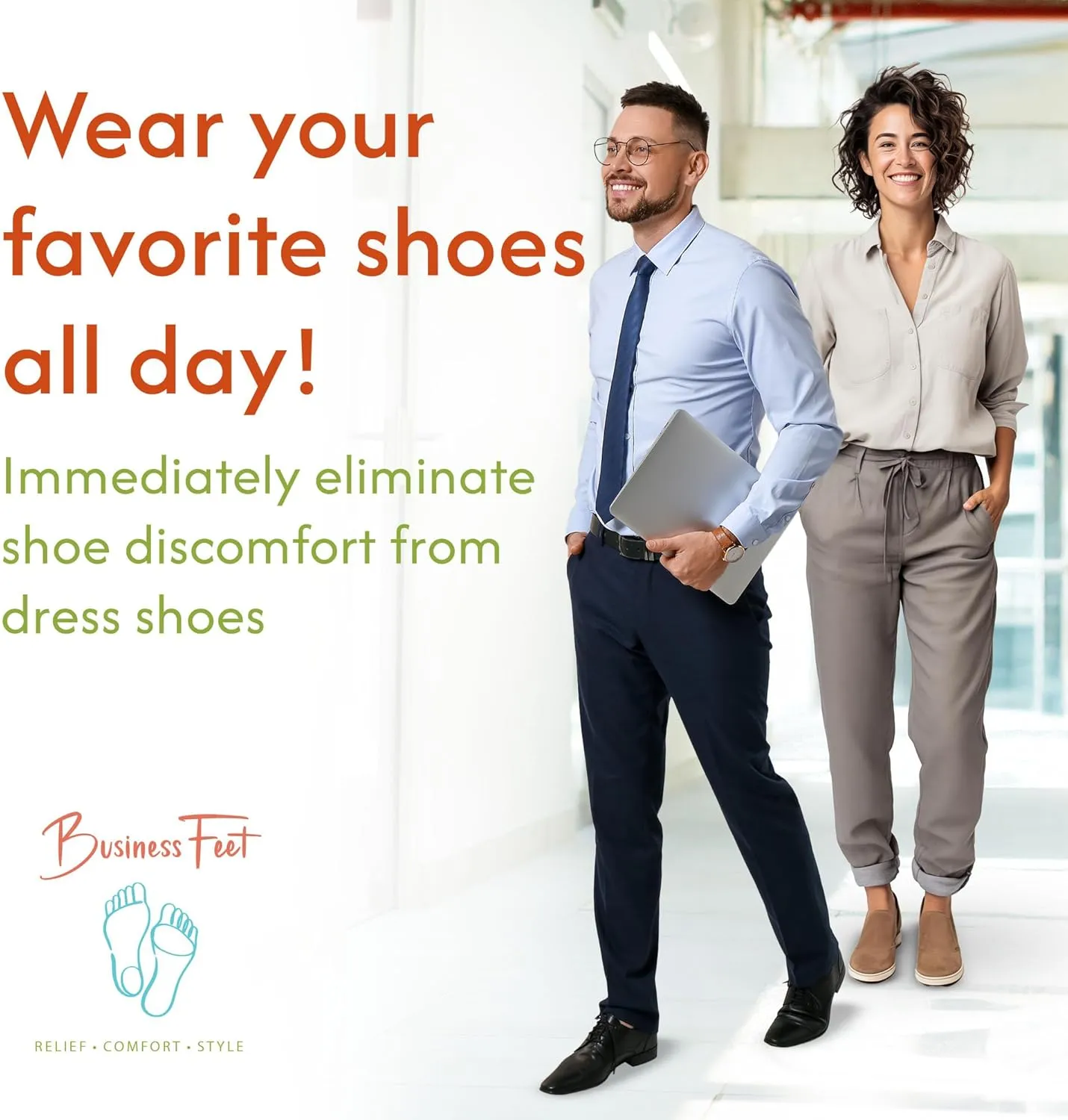 The Hustle! Thin Insoles Gel & Breathable Foam Inserts Designed by Business Feet® for Minimal Crowding in Dress Shoes & Casual Shoes Foot Pain Relief - XL/Large (Mens 9-13.5, Womens 9.5-14)