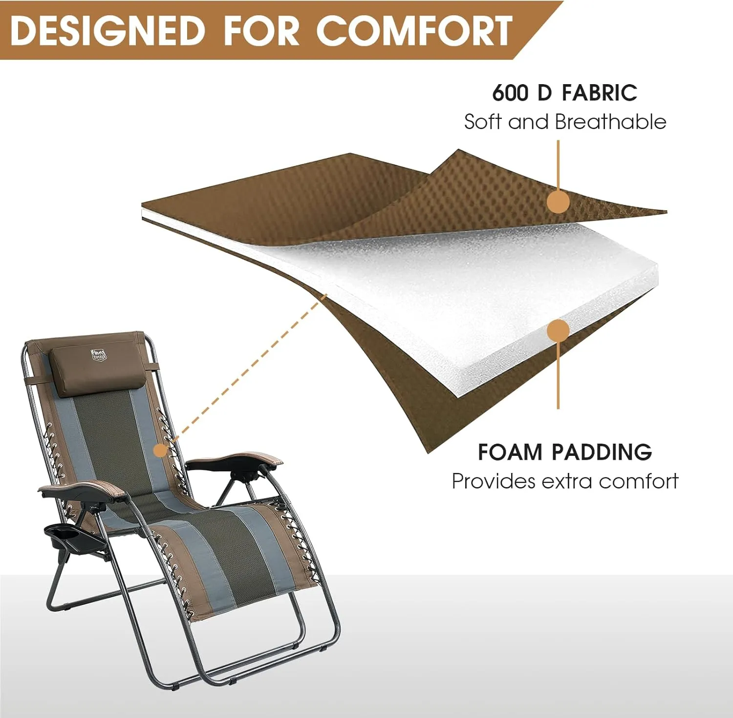 TIMBER 350 lbs RIDGE Zero Gravity Capacity Guaranteed protection Smart Chair, Foldable