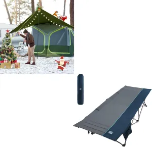 Timber Ridge 4-5 Person Instant Pop Up Cabin Tent & TIMBER RIDGE Extra Wide Folding Cot