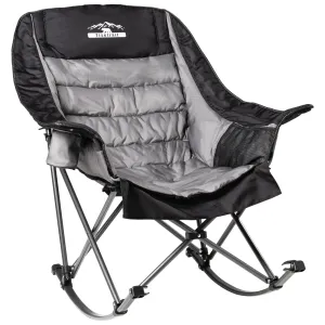 Tisetrail Oversized Padded Rocking Camping Chair with Side Pocket and Cup Holder, Heavy-Duty 400lbs