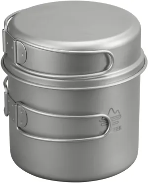Titanium 1100ml Pot with 350ml Pan 2-Piece Cookware Set for Backpacking Camping Hiking