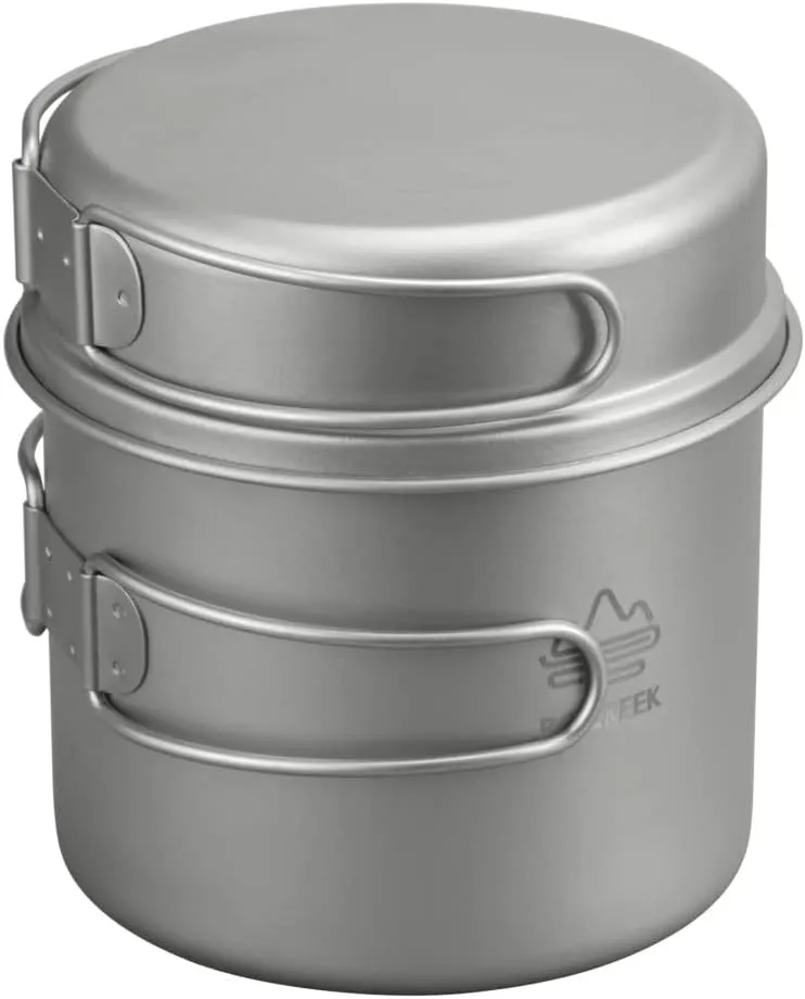 Titanium 1100ml Pot with 350ml Pan 2-Piece Cookware Set for Backpacking Camping Hiking