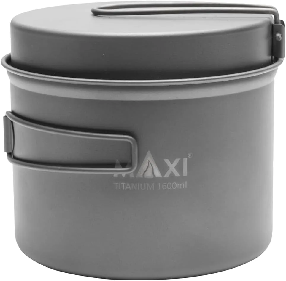 Titanium 1600ml Pot with Frying Pan Lid - Ultralight, Durable Cooking Combo for Outdoor Adventures!
