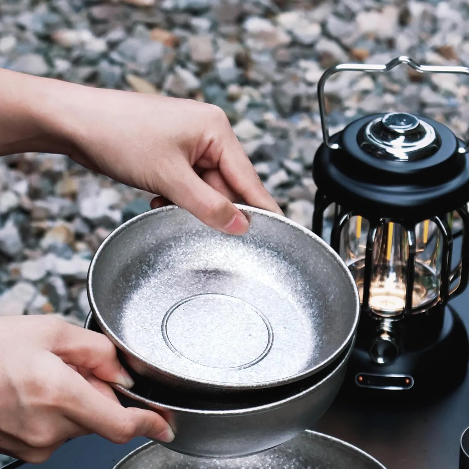 Titanium Camping Bowls, Titanium Plate Ultra Thick & Durable Tableware Single Wall Cookware Mess Kit with Carry Mesh Bag for Outdoor Backpacking Hiking - Crystallized