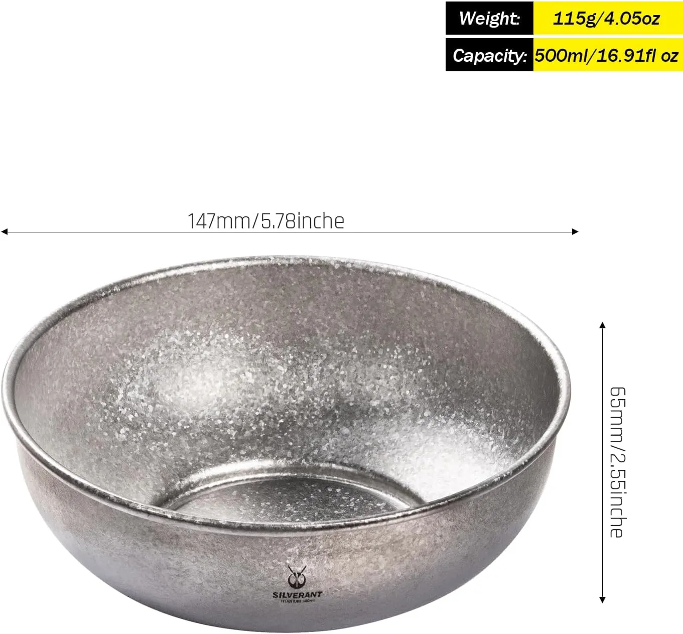Titanium Camping Bowls, Titanium Plate Ultra Thick & Durable Tableware Single Wall Cookware Mess Kit with Carry Mesh Bag for Outdoor Backpacking Hiking - Crystallized
