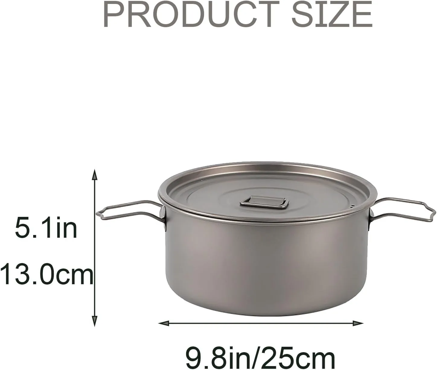 Titanium Camping Cookware, Camping Cooking Set with Folding Handle, Survival Pot for Outdoor Backpacking Hiking Picnic