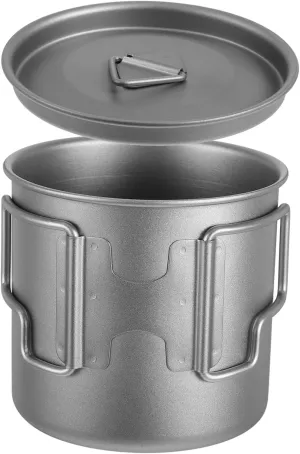 Titanium Cookware Set with Insulated Camping Cup Portable Tea Cup Folding Handle Perfect for Hiking