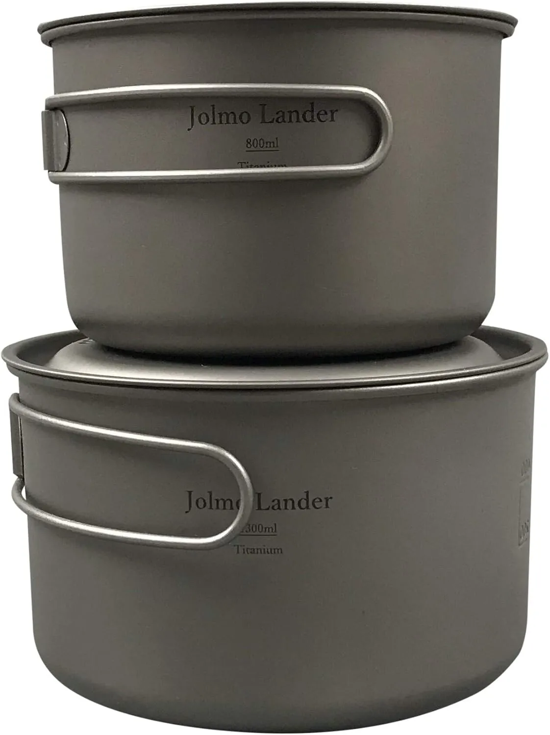Titanium Cookware Set,Titanium Pot 1300ml 800ml,Camping Cook Pot