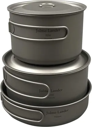 Titanium Cookware Set,Titanium Pots and Frypan,Camping Cookpot,Outdoor Fry Pan 3piecs Set