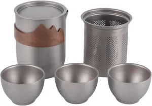 Titanium Cup Pure Titanium Tea Set Outdoor Camping Home Teapot Portable Camping Cup Outdoor
