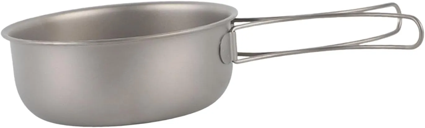 Titanium Frying Pan Cookware Portable Easy to Clean with Folding Handle Camping Pan for Outdoor Backpacking Hiking Equipment, 700ML