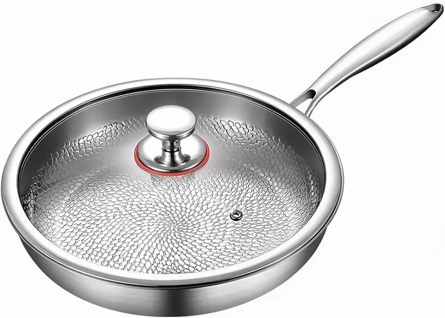 Titanium Hammered Pan Pro - Frying Pans with Lid - Nonstick Scratch-Resistant Titanium Nutri Pan Set, Ultra-DurableCookware for Induction Stove Includes Spatula (28cm/11.02inch)