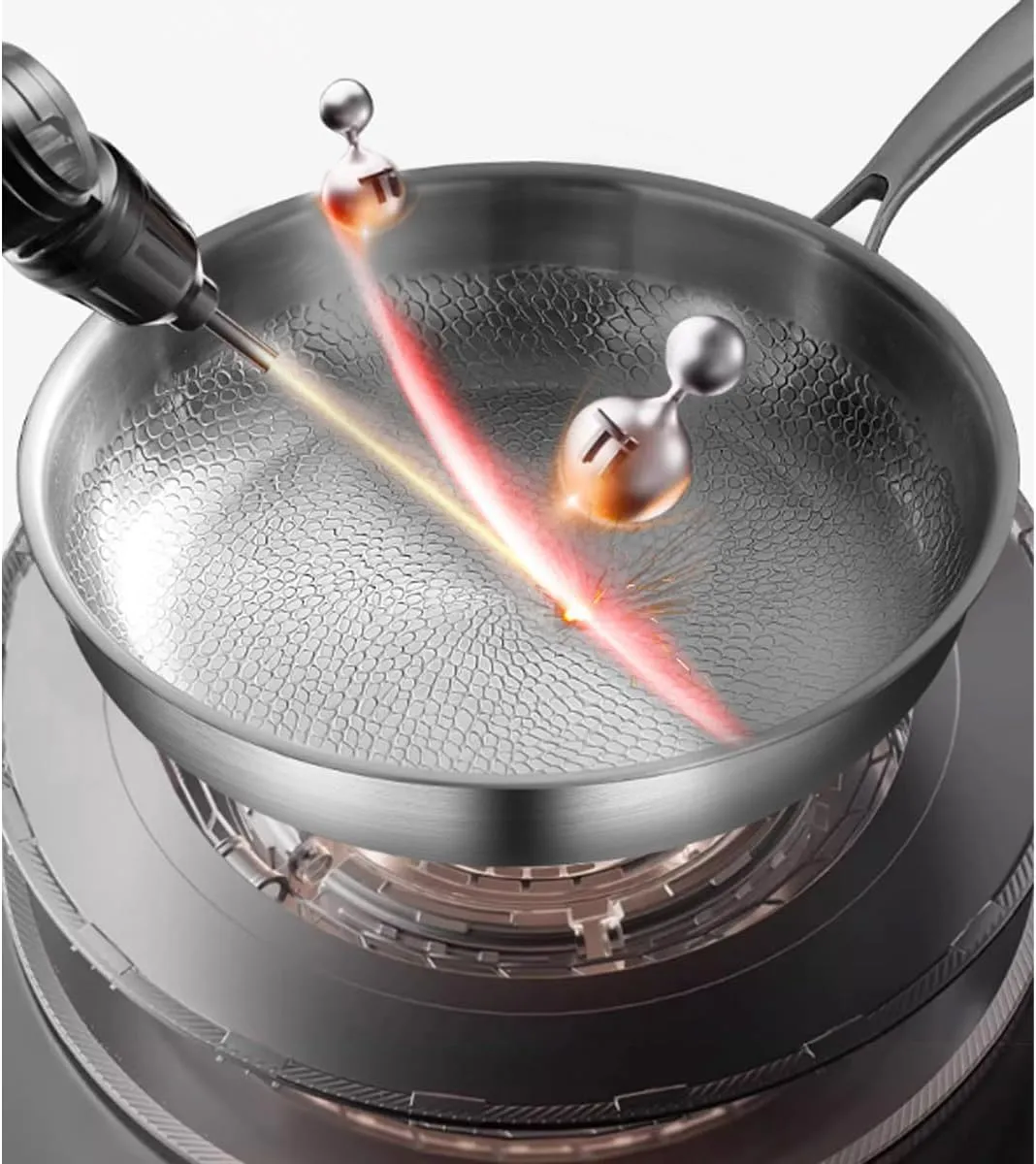 Titanium Hammered Pan Pro with Lid – 2025 Ultra-Durable Pure,Siraat Pure Titanium Pan Hammered Pattern,New Upgraded Pot for Cooking (Silver,L)