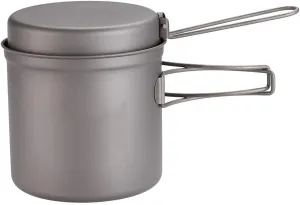 Titanium Pan Pot Outdoor Camping Hiking Cookware Backpacking Cooking Picnic Bowl Pot Pan Set with Folded Handle