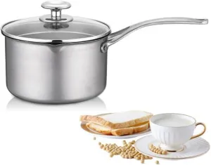 Titanium Pot, 18CM Pure Titanium Pot Milk Pot with Glass Lid Portable Noodle Pot Camping Cooking Wok Kitchen Cookware Silver