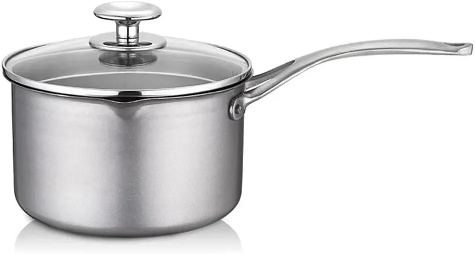 Titanium Pot, 18CM Pure Titanium Pot Milk Pot with Glass Lid Portable Noodle Pot Camping Cooking Wok Kitchen Cookware