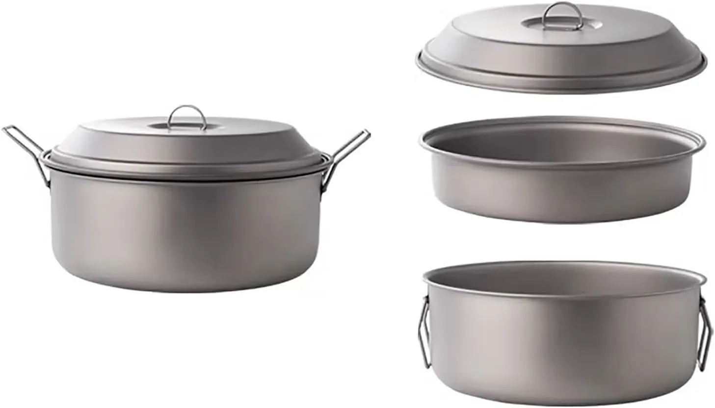 Titanium Pot, Multifunctional Camping Pots, Ultralight Soup Pot, with Handle and Steam Rack, Outdoor Camping Cookware, for Backpacking, Hiking