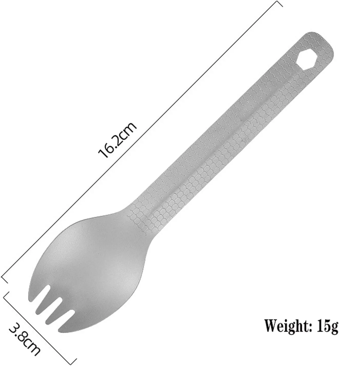 Titanium Spork Spoon Set 16.2cm Ultralight Camping Flatware Hanging Hole Ergonomic Grip Durable Portable Travel Utensils Backpacking, Hiking, Survival 2-Piece Outdoor (2 PC Spork)
