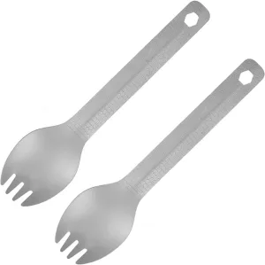 Titanium Spork Spoon Set 16.2cm Ultralight Camping Flatware Hanging Hole Ergonomic Grip Durable Portable Travel Utensils Backpacking, Hiking, Survival 2-Piece Outdoor (2 PC Spork)