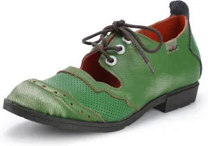 TMA EYES & MAiA Womens Leather Fashion Shoes with Breathable Lace-up Low Heel with Bare Instep Casual Shoes