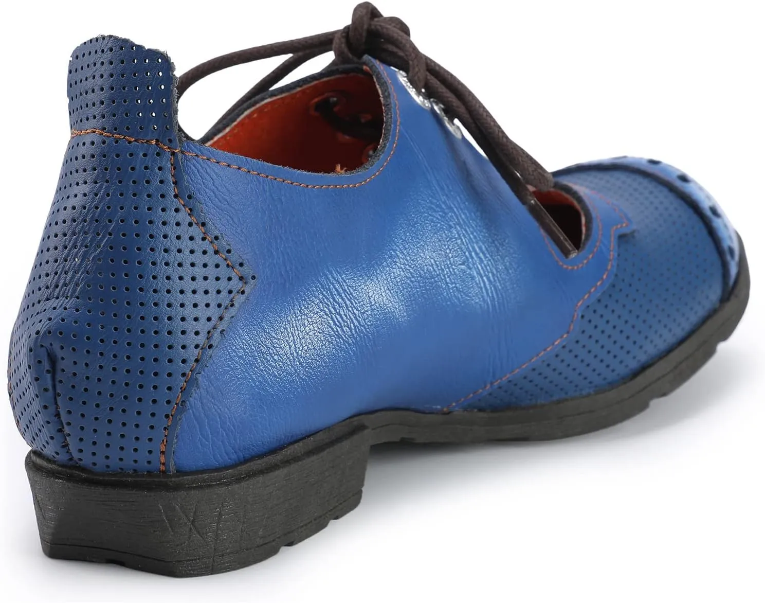 TMA EYES & MAiA Womens Leather Fashion Shoes with Breathable Lace-up Low Heel with Bare Instep Casual Shoes