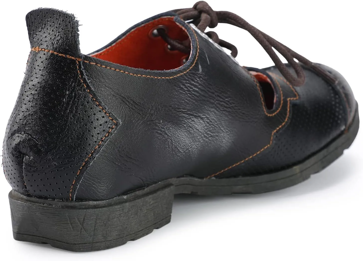 TMA EYES & MAiA Womens Leather Fashion Shoes with Breathable Lace-up Low Heel with Bare Instep Casual Shoes