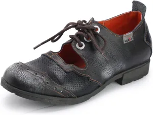 TMA EYES & MAiA Womens Leather Fashion Shoes with Breathable Lace-up Low Heel with Bare Instep Casual Shoes