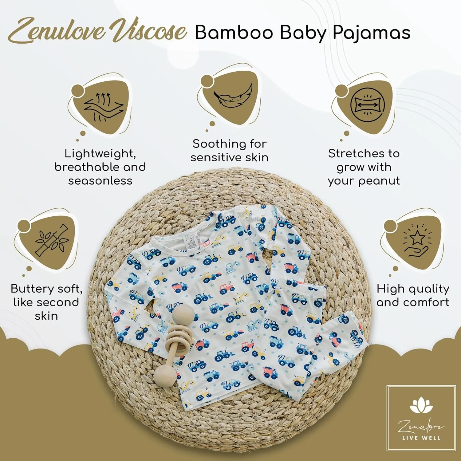 Toddler Pajamas Soft Baby Pajamas 2 Piece Sleepwear Set Toddler PJs, Viscose from bamboo (2t-5t)