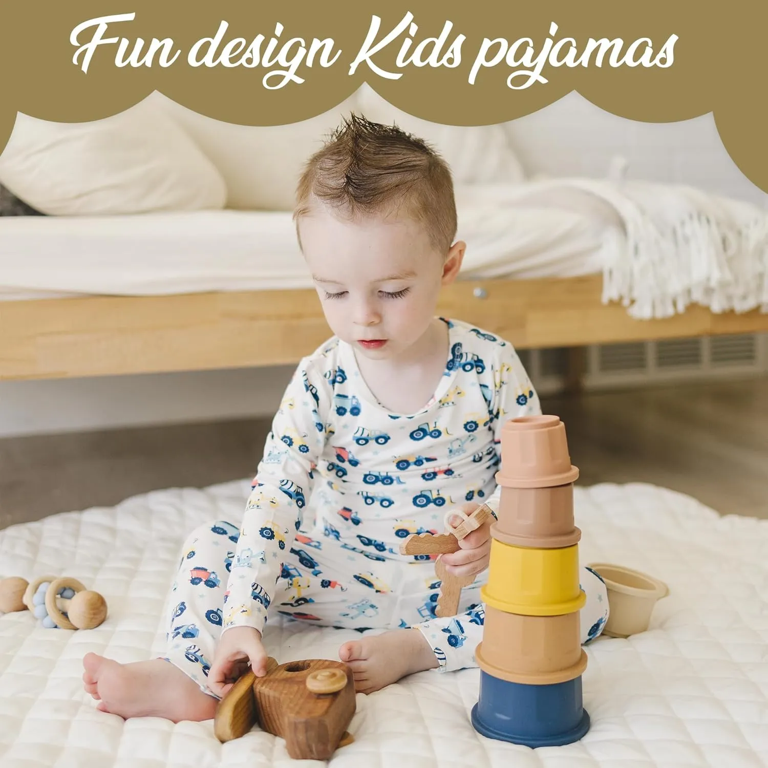 Toddler Pajamas Soft Baby Pajamas 2 Piece Sleepwear Set Toddler PJs, Viscose from bamboo (2t-5t)