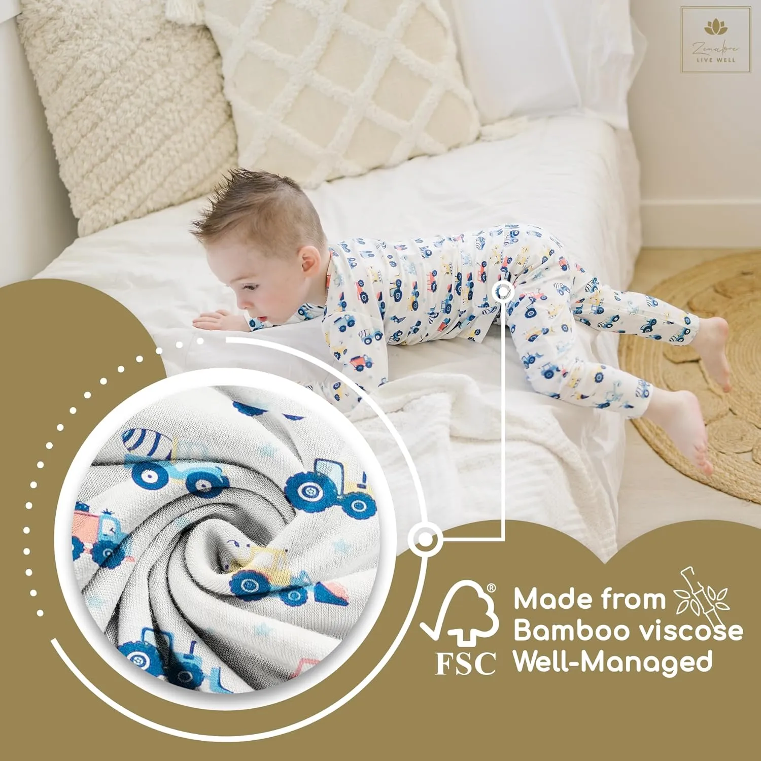 Toddler Pajamas Soft Baby Pajamas 2 Piece Sleepwear Set Toddler PJs, Viscose from bamboo (2t-5t)