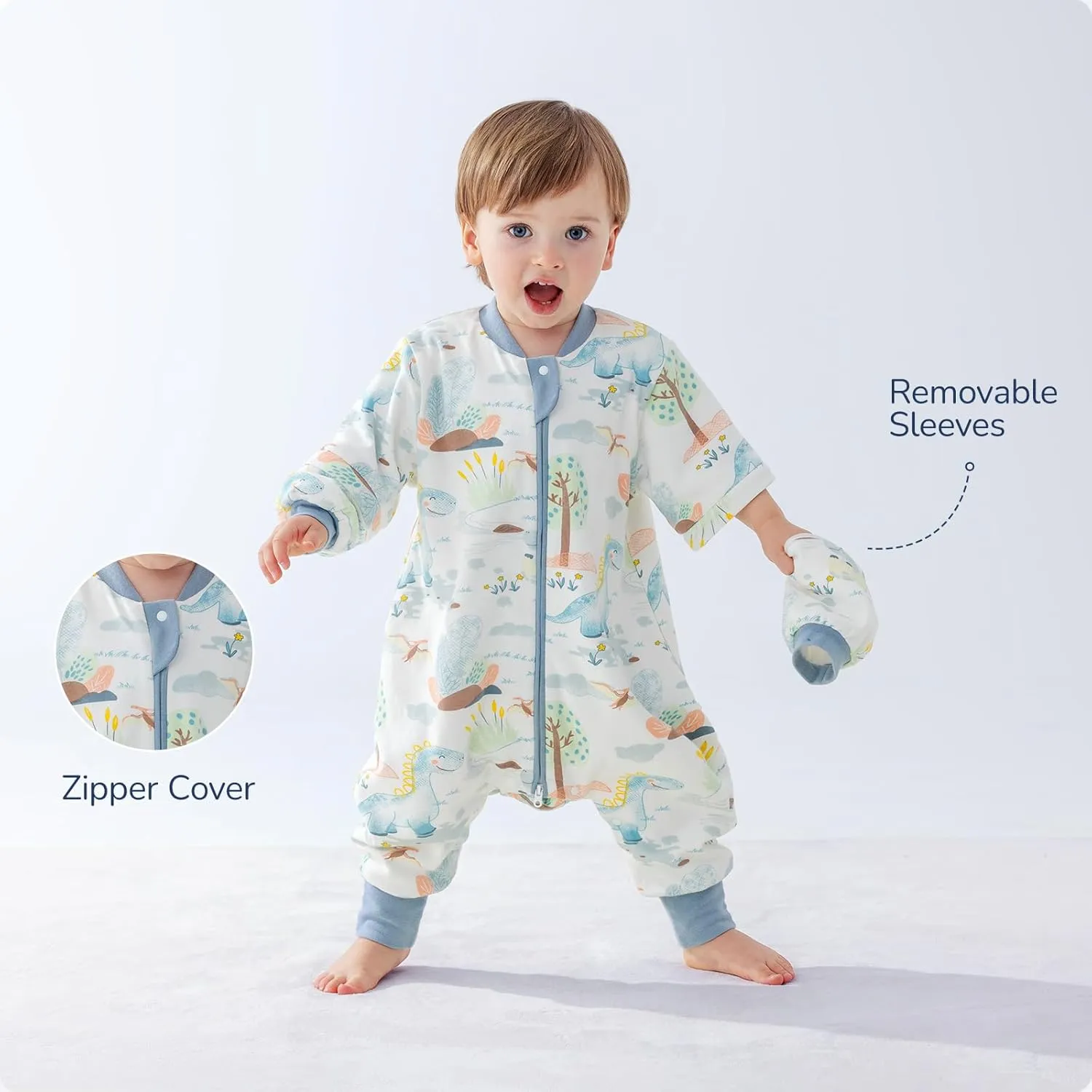Toddler Sleep Sack with Feet, 2.5 TOG Removable Long Sleeve Winter Sleep Sack with Legs, Super Warm Baby Sleeping Bag Quilted Wearable Blankets for Kids 24-36 Months