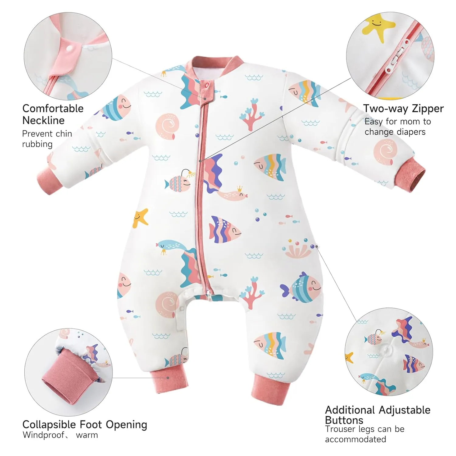 Toddler Sleep Sack with Feet, 2.5 TOG Removable Long Sleeve Winter Sleep Sack with Legs, Super Warm Baby Sleeping Bag Quilted Wearable Blankets for Kids 36-54 Months