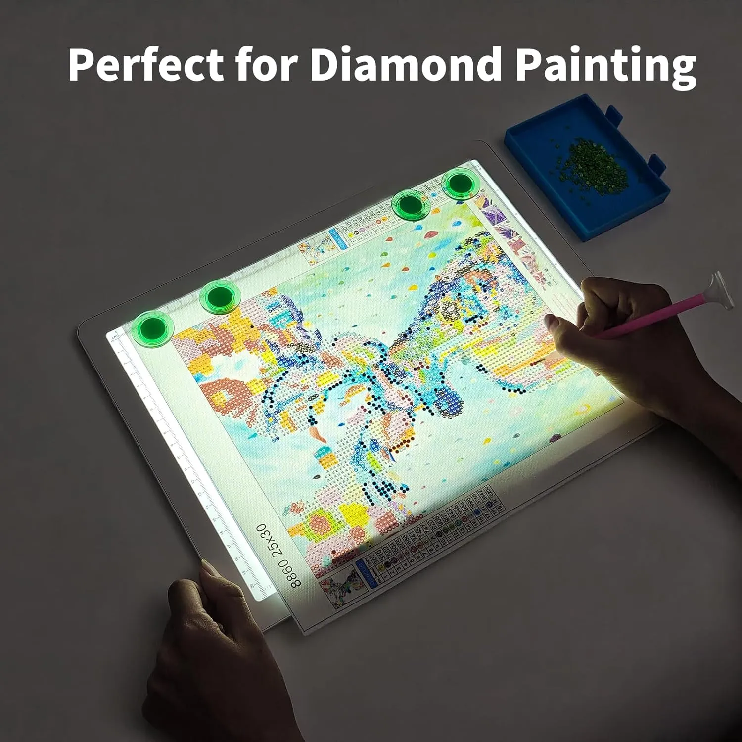 TOHETO Rechargeable A4 Light Pad with Carry Bag for Diamond Painting, Ultra Bright Tracing Light Box for Drawing, Wireless Lightbox for Tracing and Drawing, Cordless Diamond Art Light Board (White)