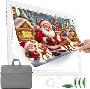 TOHETO Rechargeable A4 Light Pad with Carry Bag for Diamond Painting, Ultra Bright Tracing Light Box for Drawing, Wireless Lightbox for Tracing and Drawing, Cordless Diamond Art Light Board (White)